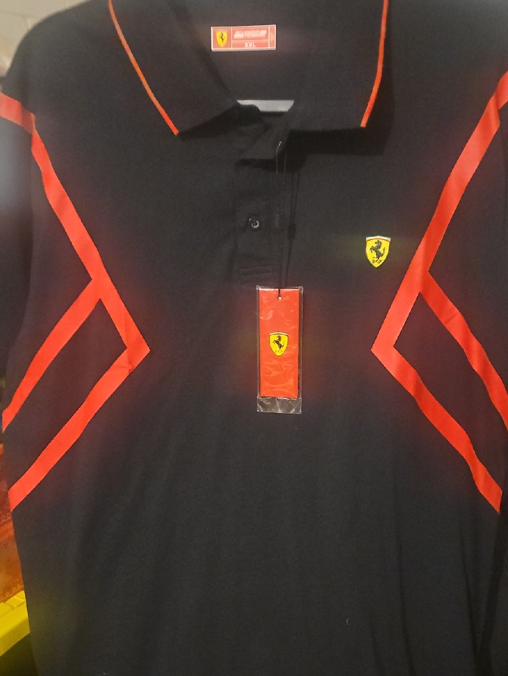Ferrari Black Polo with Red Stripe NWT